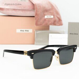 BRAND NEW Miu Miu MU10ZS 1AB5S0 Black Grey Square Unisex Sunglasses 0MU 10ZS